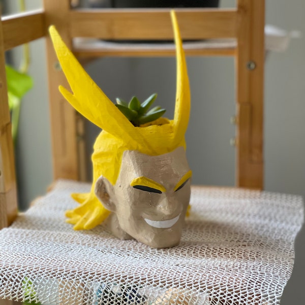 Superhero Head pot plant custom succulent stand indoor inches tall