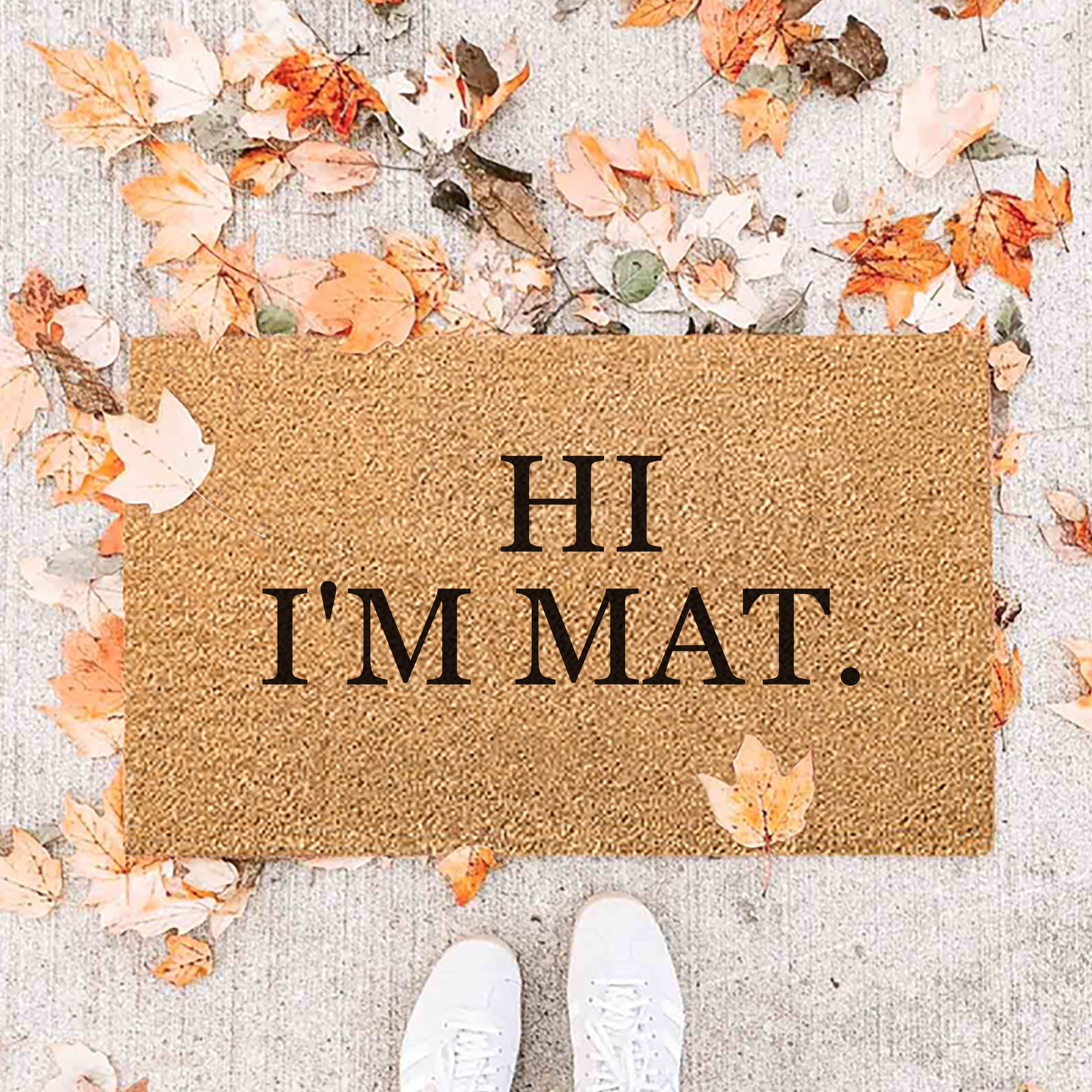 Hi I'm Mat Personalised Coir Brush Mat. Doormat. Non Slip Mat.