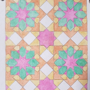Purple and Green Moroccan Design on A6
