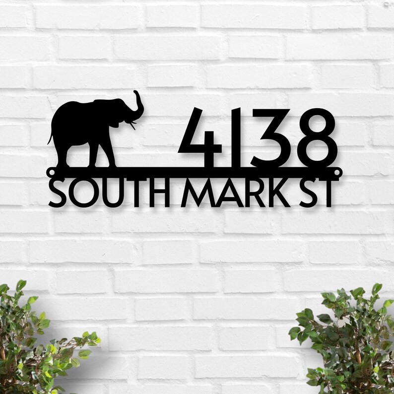 Elephant Address Sign Elephant House Numbers Elephant Sign Elephant