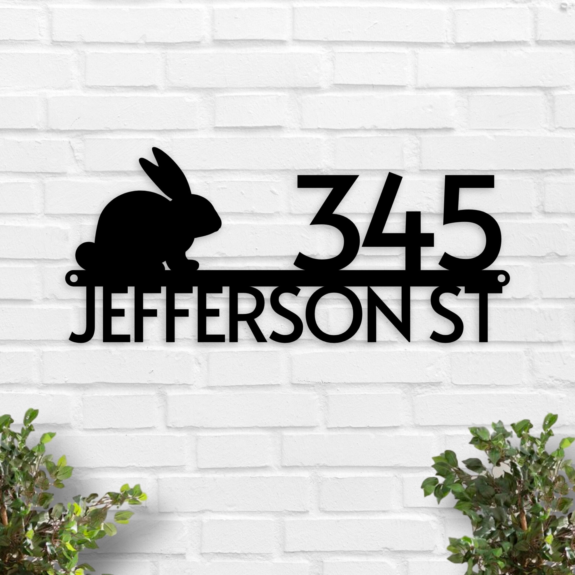 Rabbit Address Sign Rabbit House Numbers Rabbit Decor Etsy