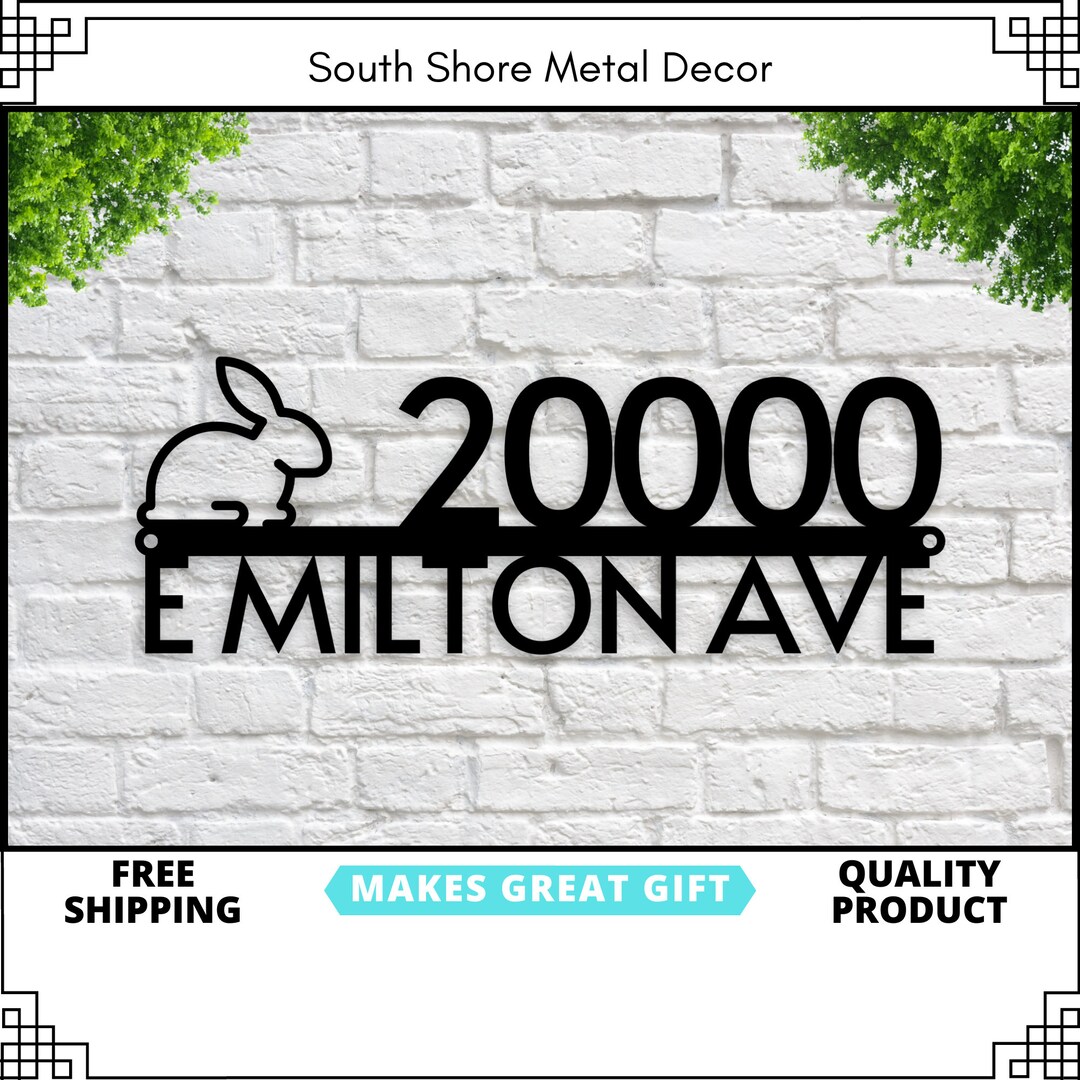 Rabbit Address Sign Rabbit House Numbers Rabbit Decor Modern Address