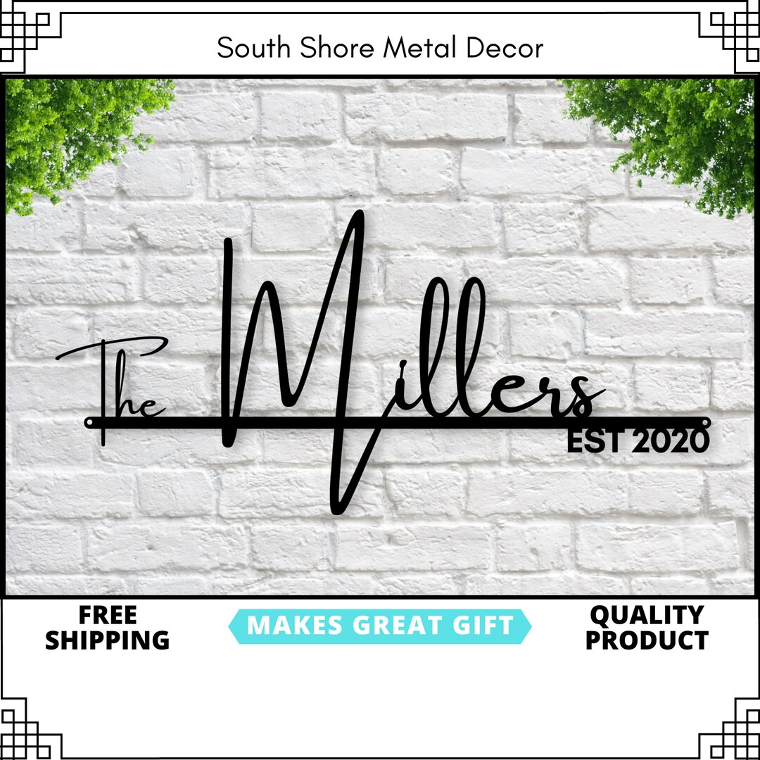 Last Name Sign Metal Wall Art Family Name Sign Metal Etsy