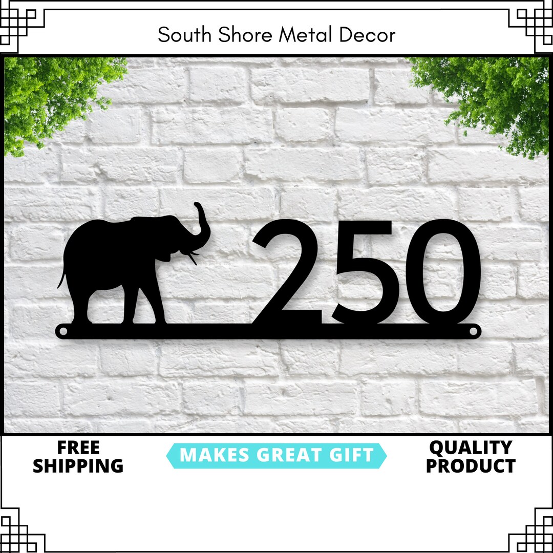 Elephant Address Sign Elephant House Numbers Elephant Sign Etsy