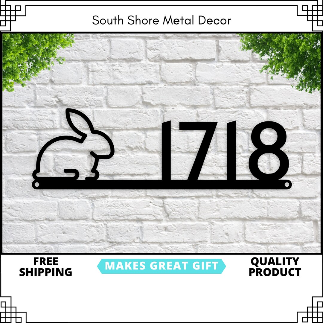 Rabbit Address Sign Rabbit House Numbers Rabbit Decor Etsy