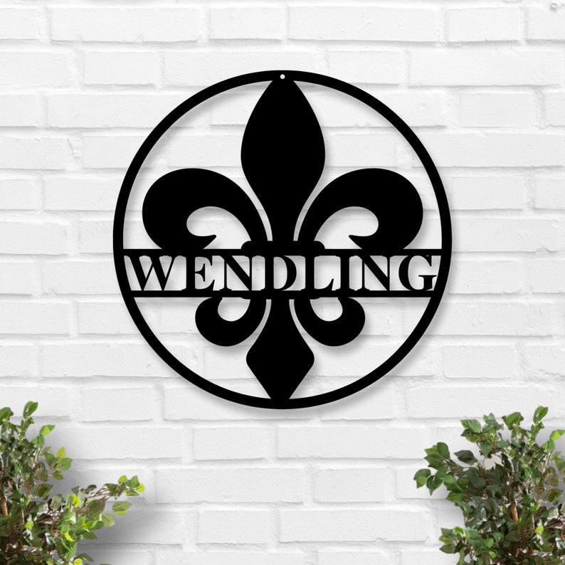 Fleur De Lis Name Sign Metal Fleur De Lis Personalized Fleur De Lis