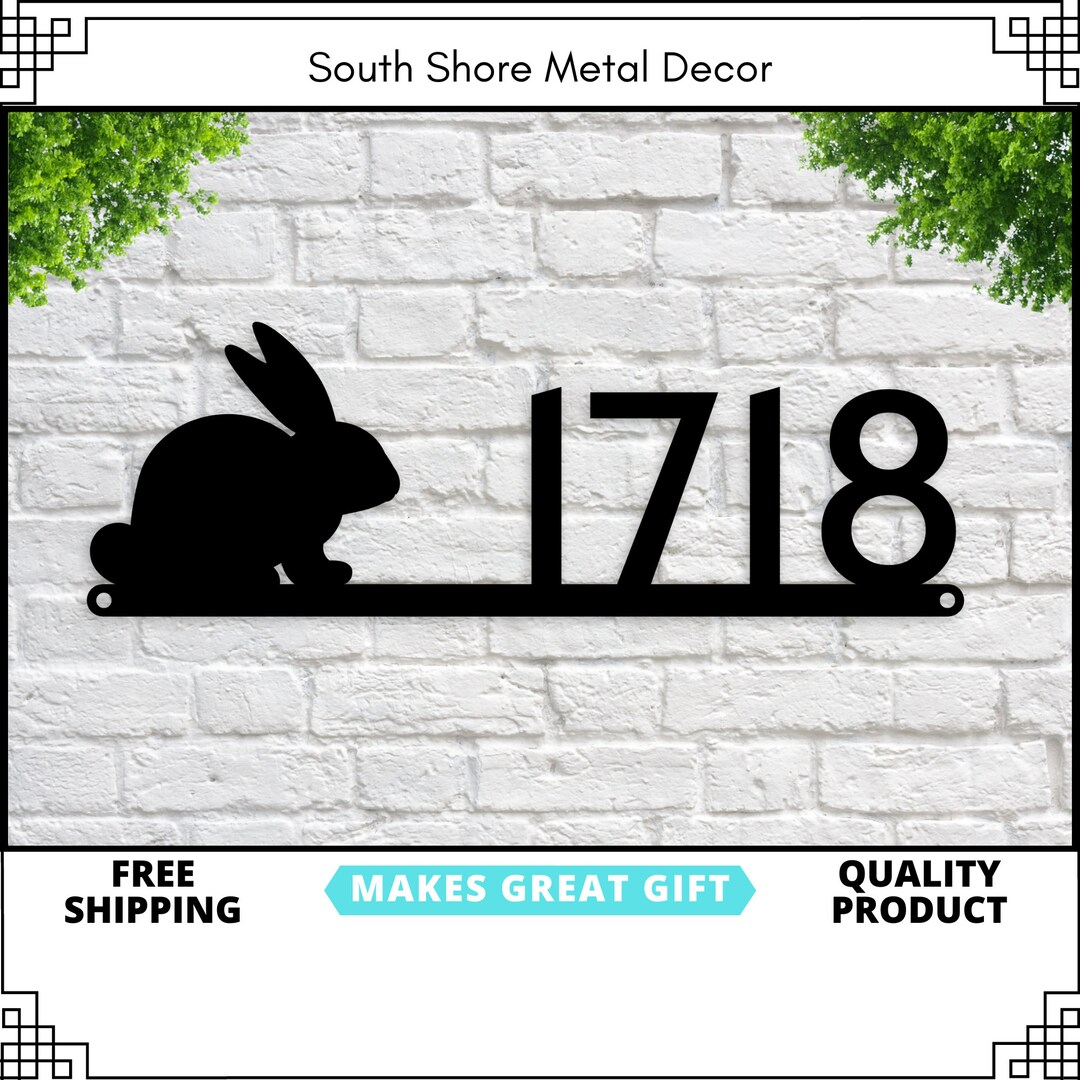 Rabbit Address Sign Rabbit House Numbers Rabbit Decor Modern Address