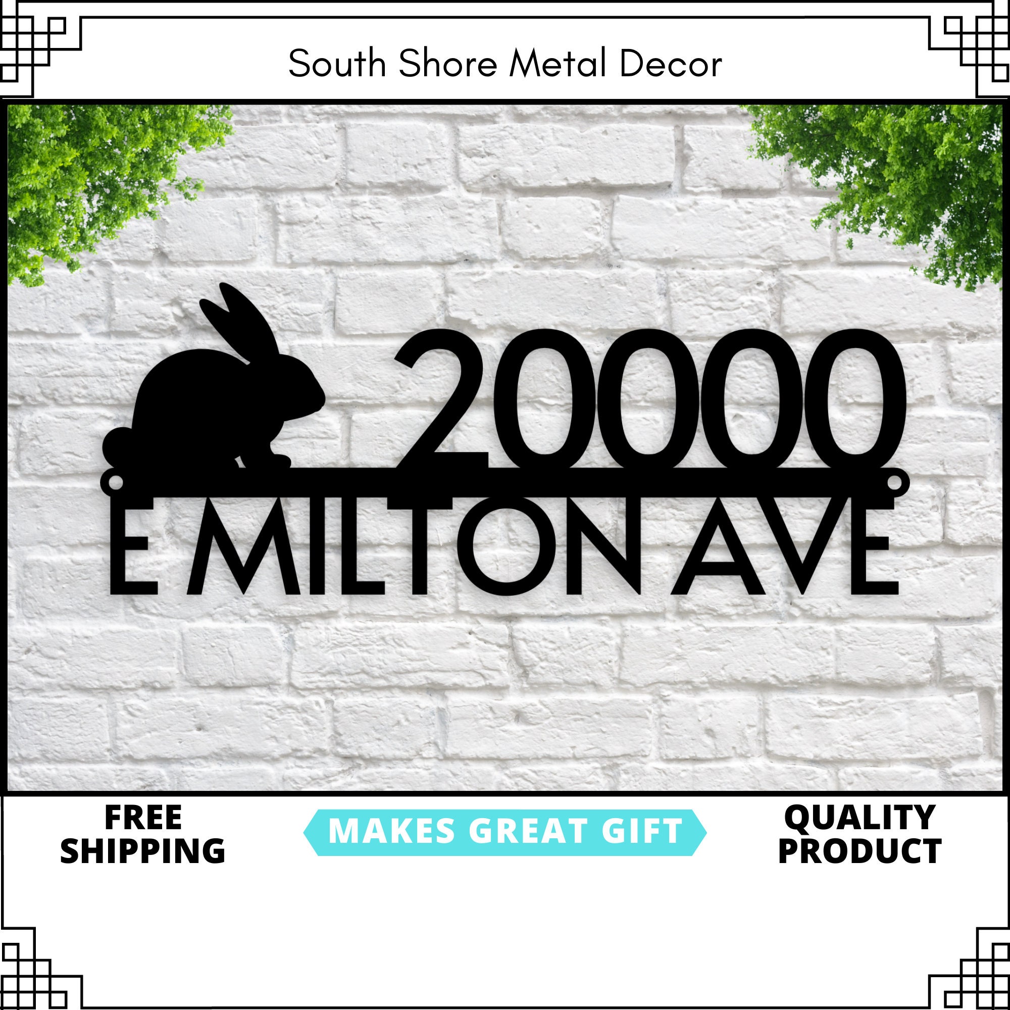 Rabbit Address Sign Rabbit House Numbers Rabbit Decor Etsy