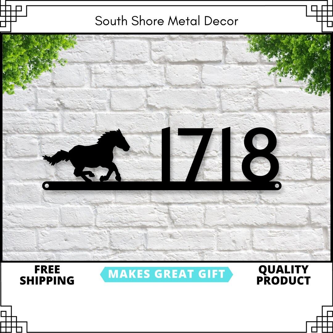 Horse Address Sign Horse House Numbers Horse Sign Horse Décor Metal