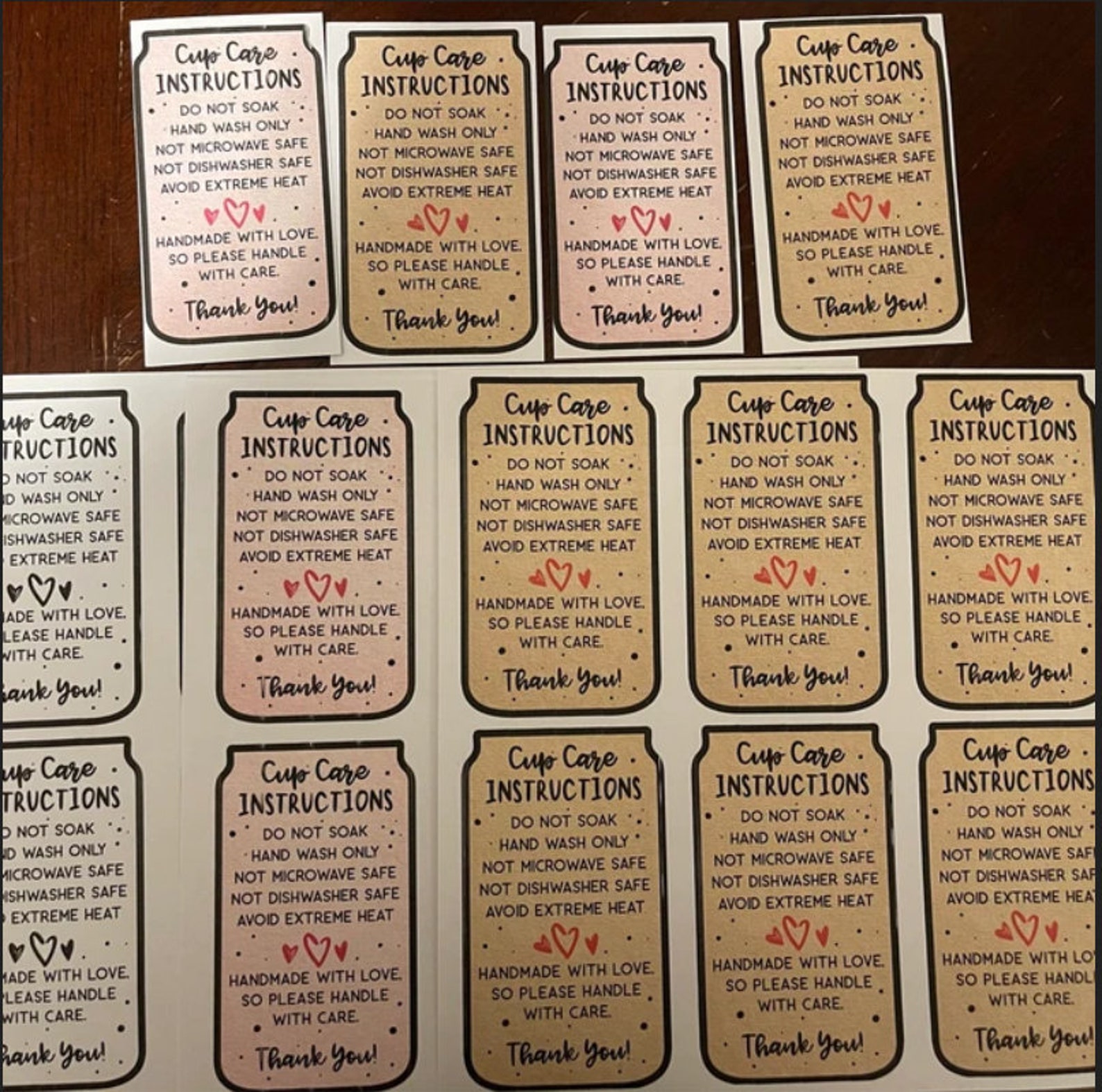 Libbey Glass Can Cup Care Card Instruction Png Ready to Print Etsy