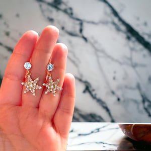 Invisible clip on earrings/ non pierced/  comfortable/ lightweight/Snowflake Clip-on Earrings by ClipandCo/ handmade gift for her