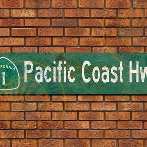 Vintage Highway 1 Pacific Coast Highway Sign Car Gas Auto Travel California Metal Sign Wall Decor Man Cave Garage Gift  R04180001-004