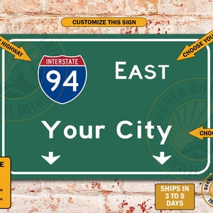 Personalized Interstate Highway Sign 16" x 24" Metal Wall Decor Travel Souvenir Gift Custom Highway Replica Automotive Art R16240018-002