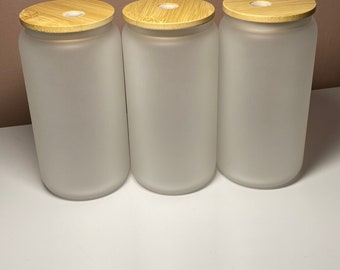 Frosted 16 oz Libby Glasses. Comes with Lid, Straw and box. For sublimation by crafter.
