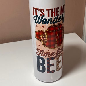 Christmas Themed Tumbler, It&#39;s the most wonderful time for a beer, 20 oz Skinny Tumbler with Lid and Straw