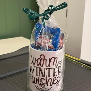 Festive Christmas Mug Set with Homemade Hot Chocolate , Marshmallows Packets, and a Peppermint Candy Cane Spoon