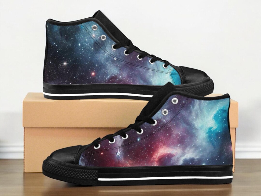 Blue Geomagnetic Storm Galaxy Space Print Black Sneaker Shoes For Men Women main image 1