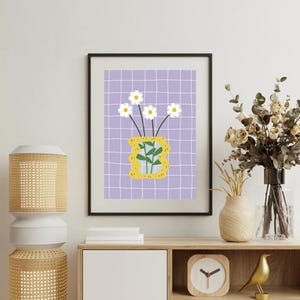 Descarga de impresión artística de jarrón de flores, decoración danesa en tonos pastel, impresión de flores, impresión botánica, decoración de habitación preppy, póster de flores, decoración de póster femenino