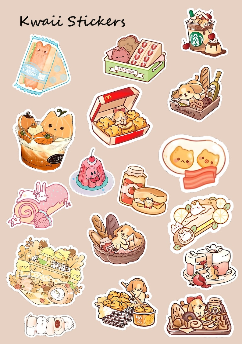Printable Kawaii Stickers, Kawaii Sticker Bundle, Kawaii Stickers SVG ...