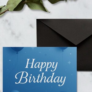 Cartão de aniversário azul minimalista