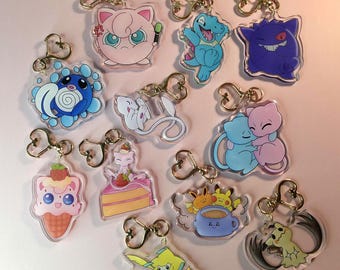 Llavero acrílico de Pokémon: un bonito llavero de anime | Charm de doble cara de 6,35 cm | Regalo para gamers, fans del anime y coleccionistas