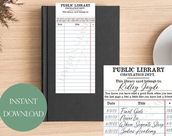 Reading List Bookmark | Library Card Bookmark | Vintage Library Bookmark | Book Tracker | Digital Download