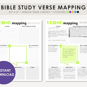 Bible Verse Mapping Printable | Verse Mapping Instant Download | Bible Study Tools | Bible Study Template