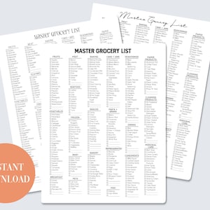 Master Grocery List Printable
