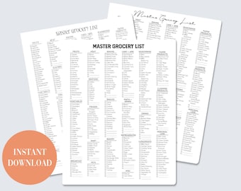 Master Grocery List Printable