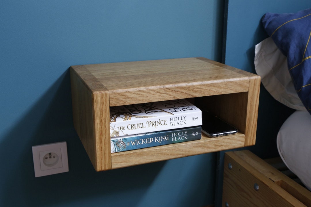 Solid Oak Floating Bedside Table Made in France Modern Etsy