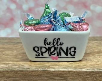 Spring themed candy dish/tier dray decor/spring decor/desk decor/shelf sitter/counter decor