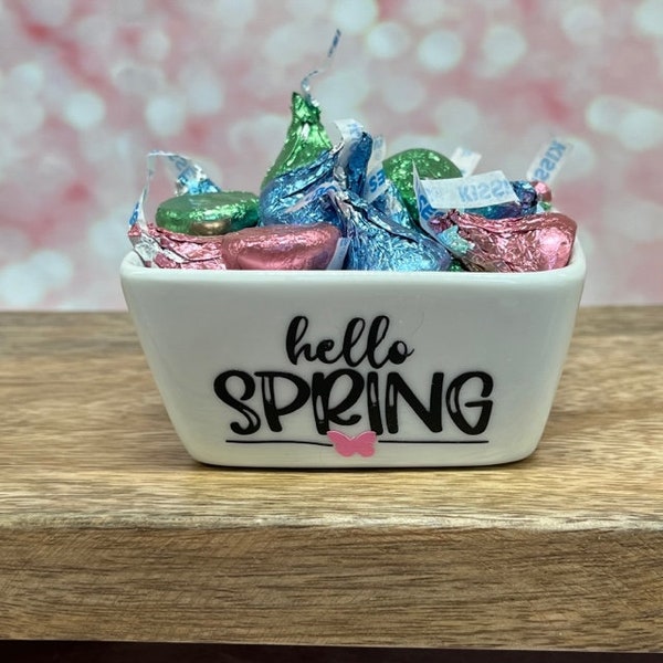 Spring themed candy dish/tier dray decor/spring decor/desk decor/shelf sitter/counter decor