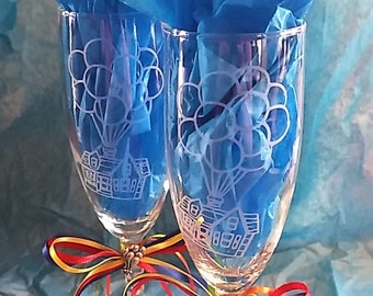 Cadeau d&#39;anniversaire de mariage champagne Pixar gravé à l&#39;eau-forte à personnaliser