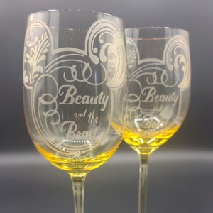 Grabado La Bella y la Bestia Gafas de Boda Regalo de Aniversario Personalizado