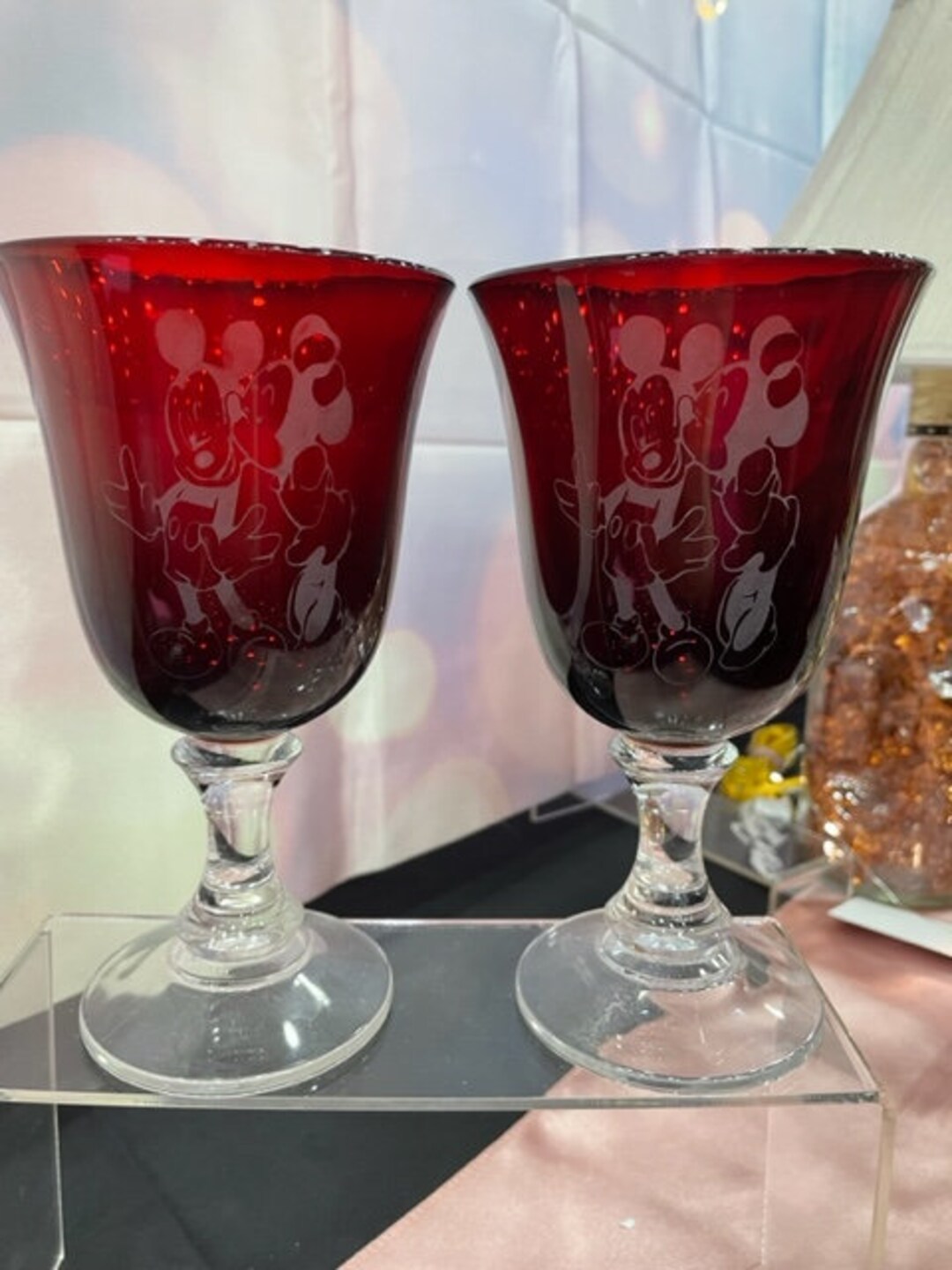 Etched Mickey and Minnie Disney Glasses Champagne Flutes Etsy