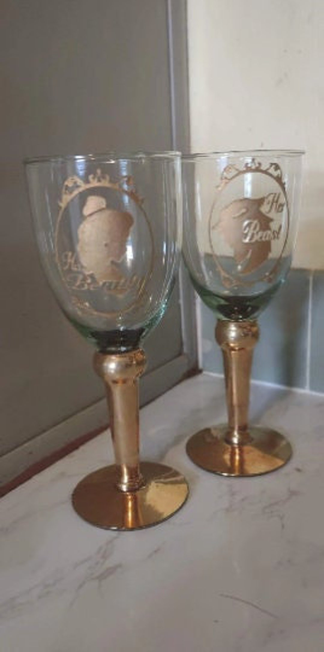 Etched Beauty and the Beast Engraved Wedding/engagement/anniversary