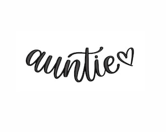 Curved Auntie Machine Embroidery Design. 3 Sizes. Auntie Collar Embroidery Design