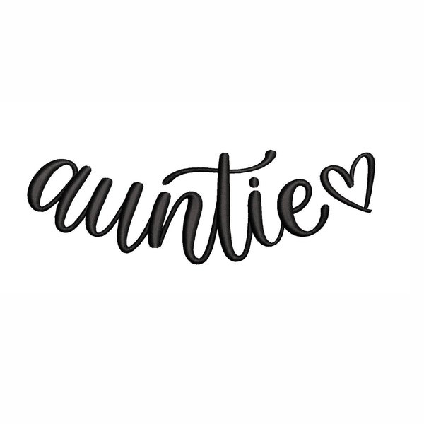 Curved Auntie Machine Embroidery Design. 3 Sizes. Auntie Collar Embroidery Design