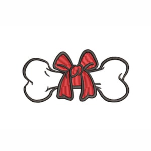 Dog Bone Machine Embroidery Design. 5 Sizes. Bone in a Bow Embroidery Design