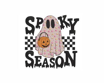 Spooky seizoen machine borduurwerk ontwerp. 3 maten. Spookborduurontwerp. Halloween-borduurontwerp. Spookachtig meisje borduurwerk ontwerp