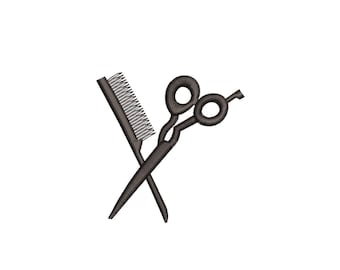 Scissors and Comb Machine Embroidery Design. 4 Sizes. Embroidery Design for Beauty Saloon