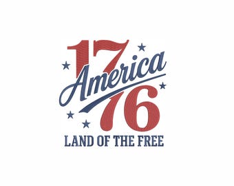 1776 Amerika Land der freien Maschinenstickerei. 6 Größen. Vaterhafte Digitale Stickerei. 4.Juli Stickerei. Digitaler Download.