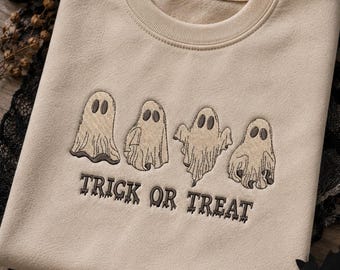 Des bonbons ou un sort motif de broderie Machine. 4 tailles. Motif de broderie fantôme. Motif de broderie de la saison effrayante. Broderie d'Halloween vintage.