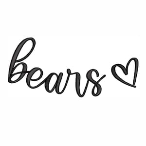 Curved Bears Machine Embroidery Design. 5 Sizes. Bears Collar Embroidery Design.