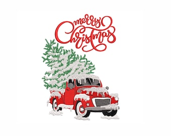 Christmas Car Machine Embroidery Design. 3 Sizes. Christmas Embroidery Design