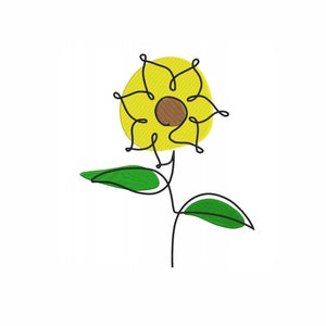 Sunflower Machine Embroidery Design. 7 Sizes. Plant Embroidery Design