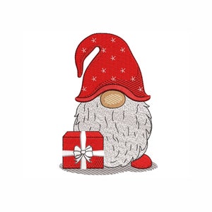 Christmas Gnome Machine Embroidery Design. 4 Sizes. Christmas Embroidery Design