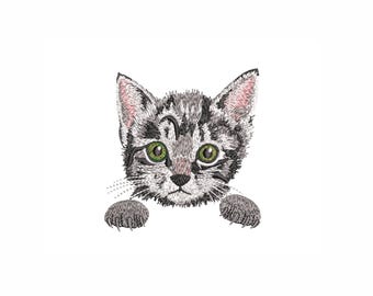 Cat Pocket - Ricamo. Gatto e zampe, due disegni separati. Disegno per ricamo a macchina. 3 misure. Disegno per ricamo tascabile. Download digitale.
