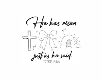 Er ist auferstanden Stickdatei. 7 Größen. Lukas 24:6 Stickdatei. Ostern Christliche Stickerei. Ostern Bibel Vers Stickerei.