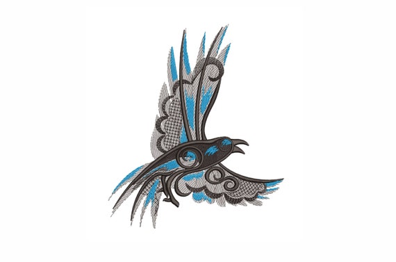 Bird Machine Embroidery Design. 5 Sizes. Crow Embroidery - Etsy